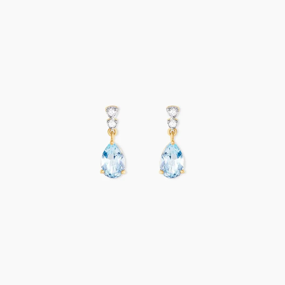 Boucles D'Oreilles Pendantes Zuleika Or Jaune Topaze Oxyde De Zirconium
