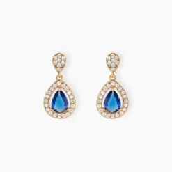 Boucles D'oreilles Pendantes Brigita Plaqué Or Pierre De Synthese