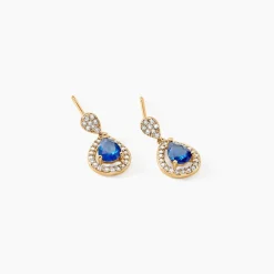 Boucles D'oreilles Pendantes Brigita Plaqué Or Pierre De Synthese