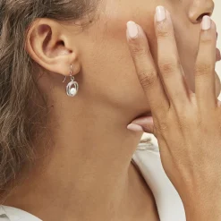 Boucles D'oreilles Pendantes Laury Argent Perle De Culture Et Oxyde