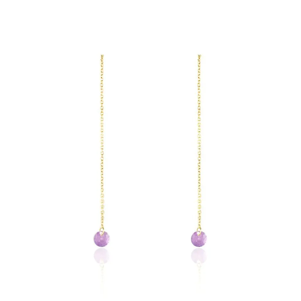 Boucles D'oreilles Pendantes Les Audacieuses Or Jaune Améthyste