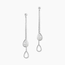 Boucles D'oreilles Pendantes Emerika Or Blanc Oxyde De Zirconium
