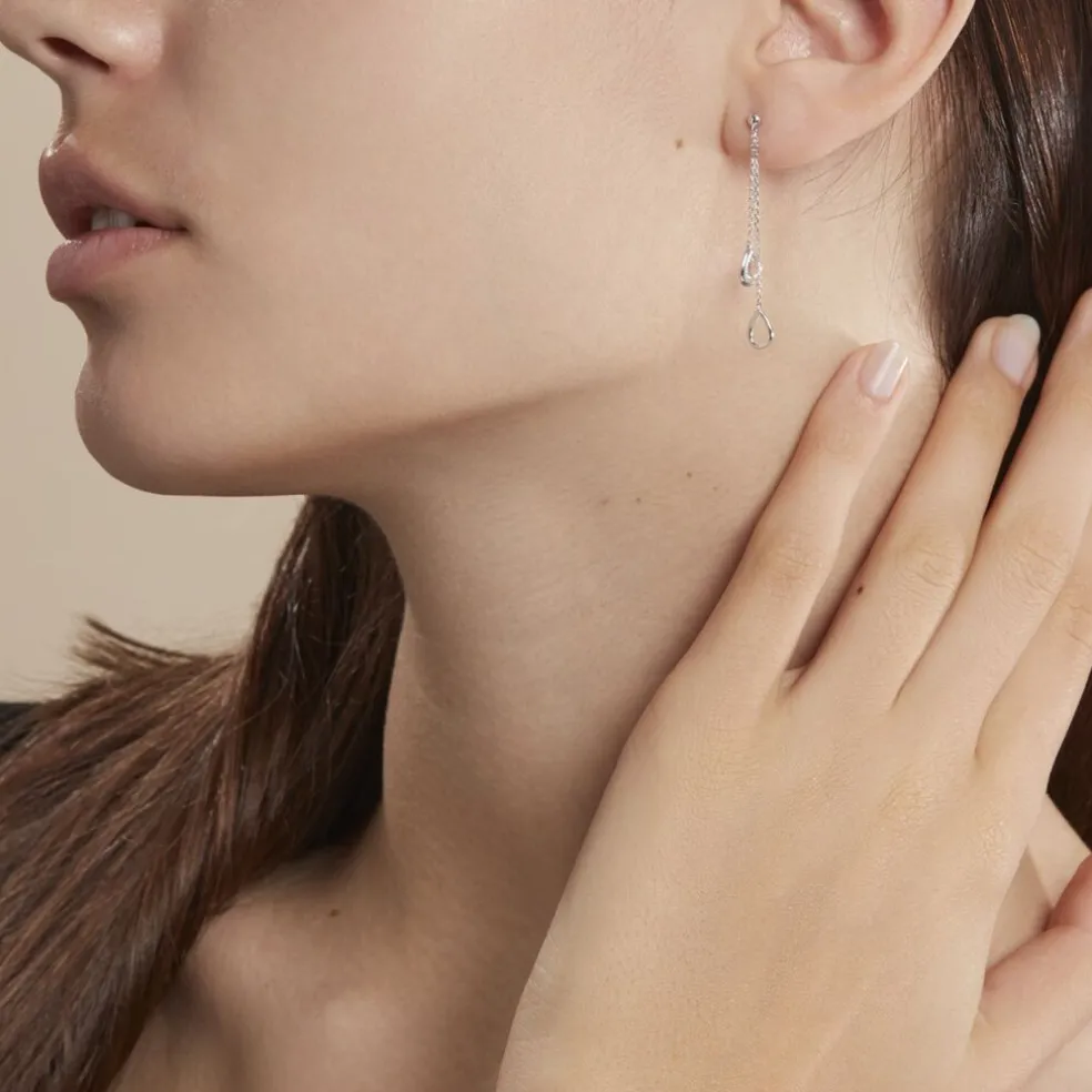 Boucles D'oreilles Pendantes Emerika Or Blanc Oxyde De Zirconium