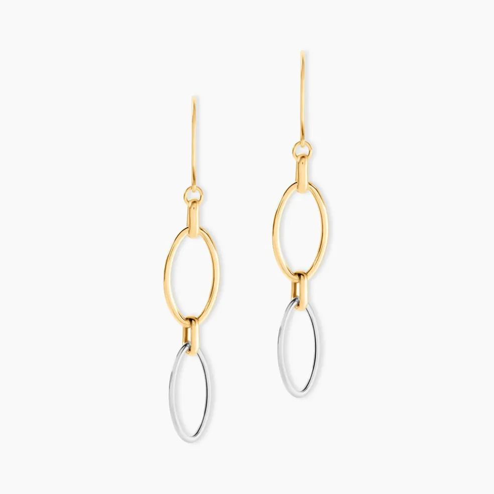 Boucles D'oreilles Pendantes Lucia Or Bicolore