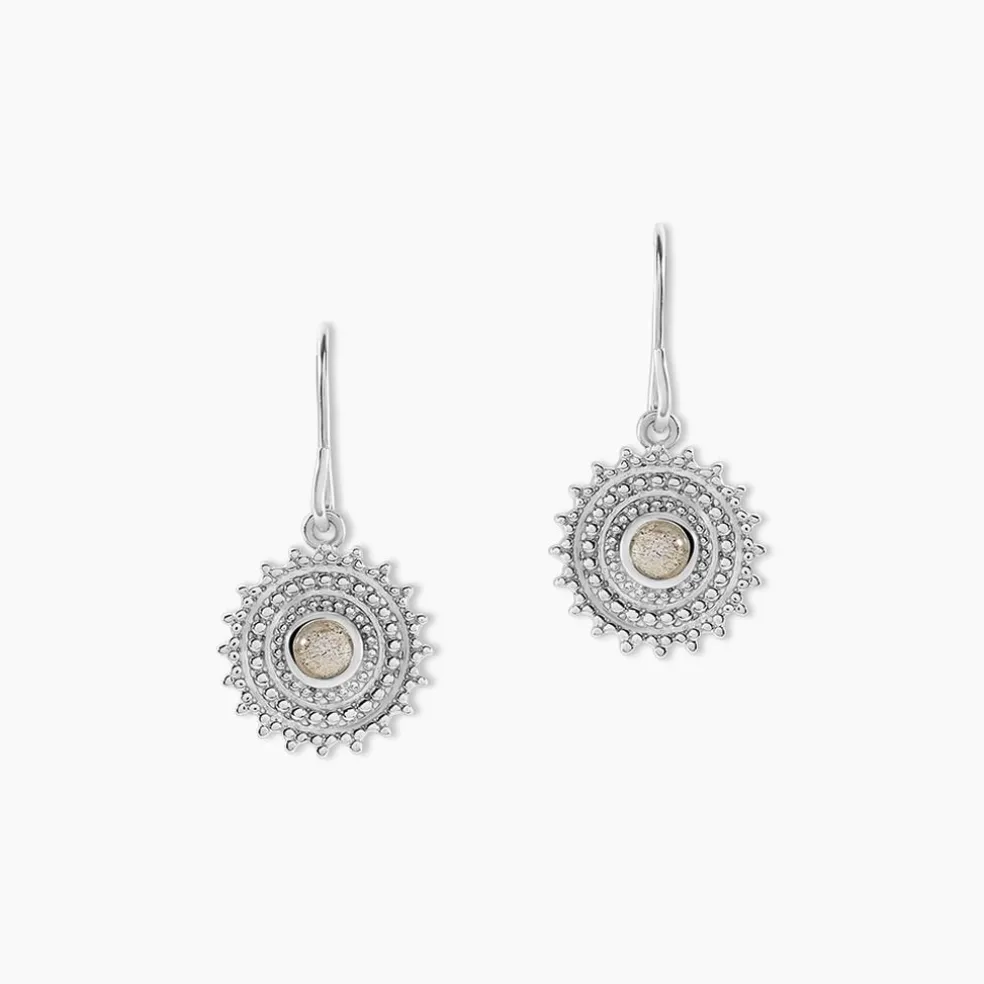 Boucles D'oreilles Pendantes Nyoko Argent Blanc Labradorite