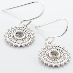 Boucles D'oreilles Pendantes Nyoko Argent Blanc Labradorite