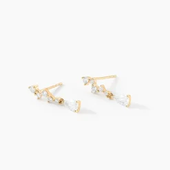 Boucles D'oreilles Pendantes Cegolene Or Jaune Oxyde De Zirconium