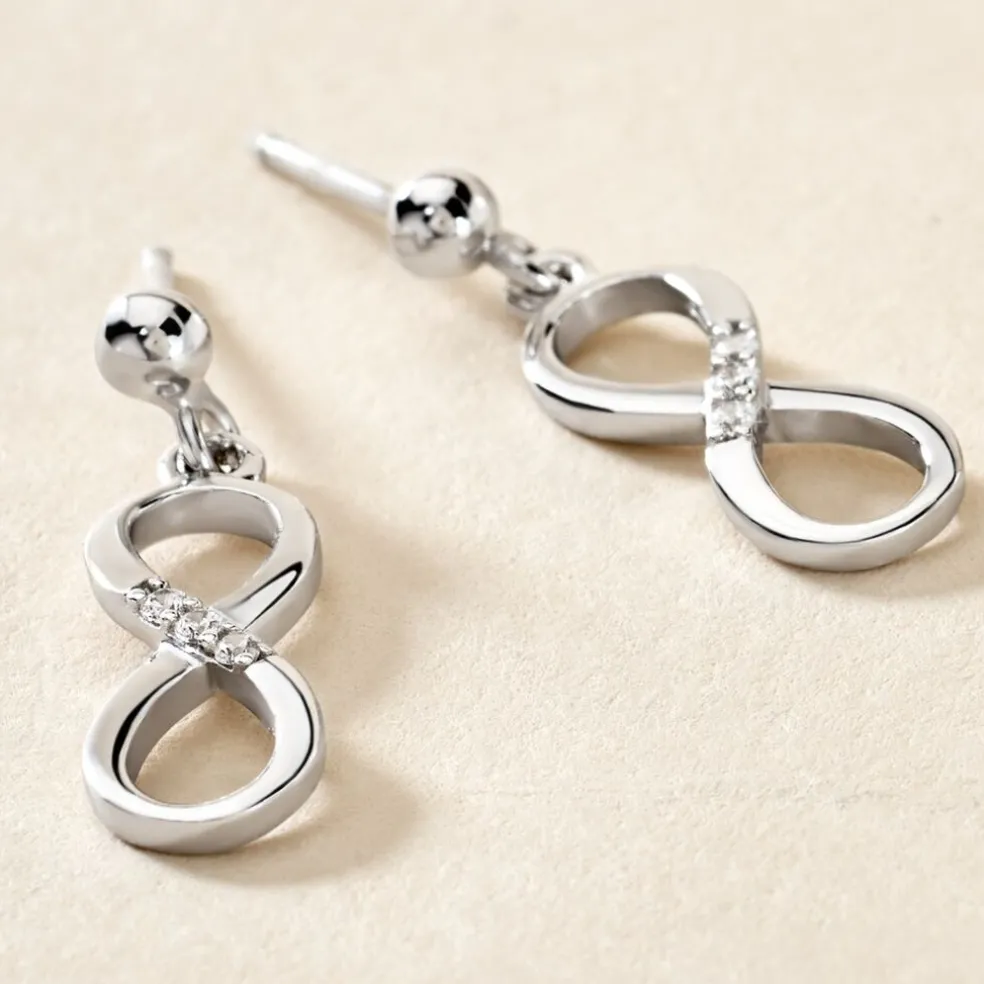 Boucles D'oreilles Pendantes Nohemi Argent Blanc Oxyde De Zirconium
