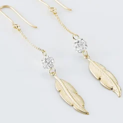 Boucles D'oreilles Pendantes Powoo Or Jaune Strass