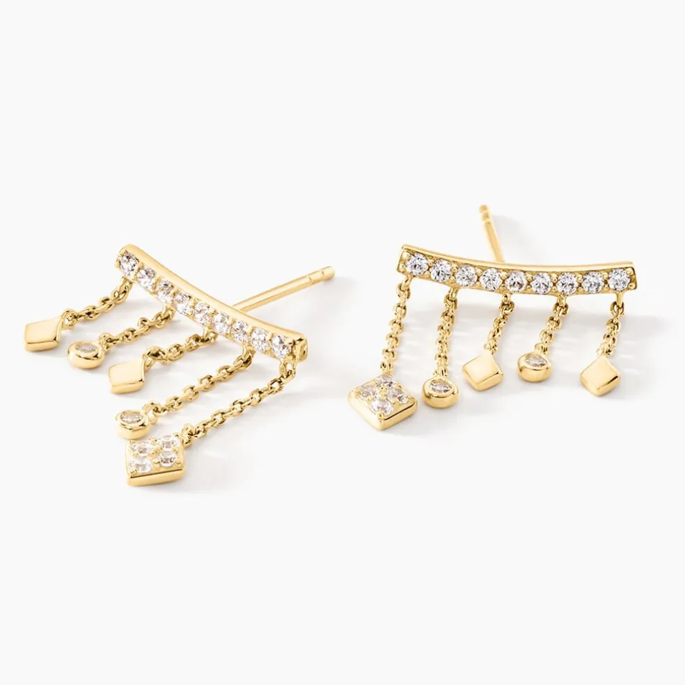 Boucles D'oreilles Pendantes Eclat D'etoile Or Jaune Oxyde