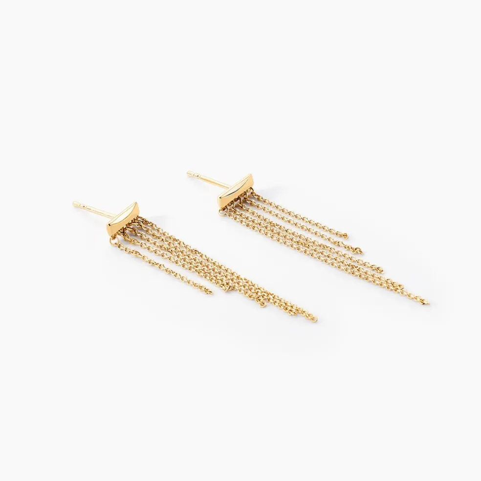 Boucles D'oreilles Pendantes Brin D'or Or Jaune