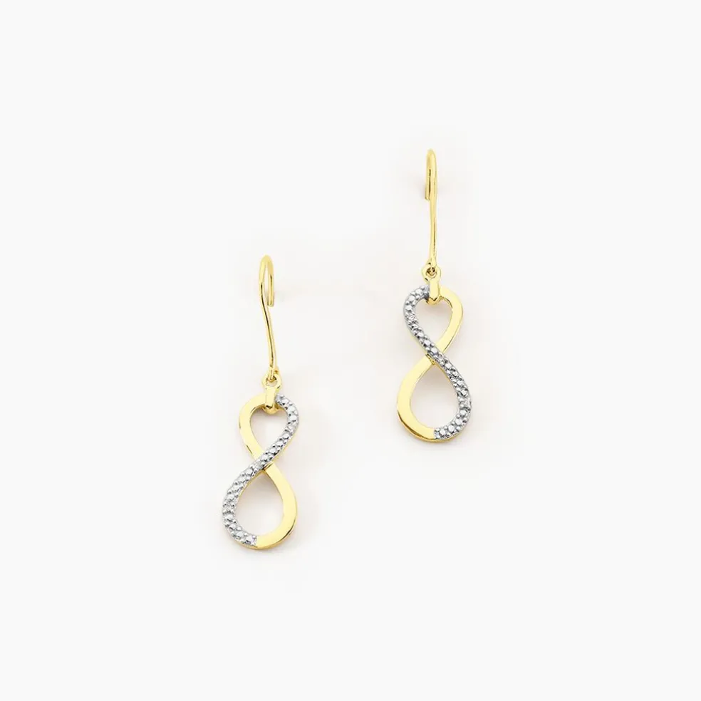 Boucles D'oreilles Pendantes Infino Or Jaune Diamant