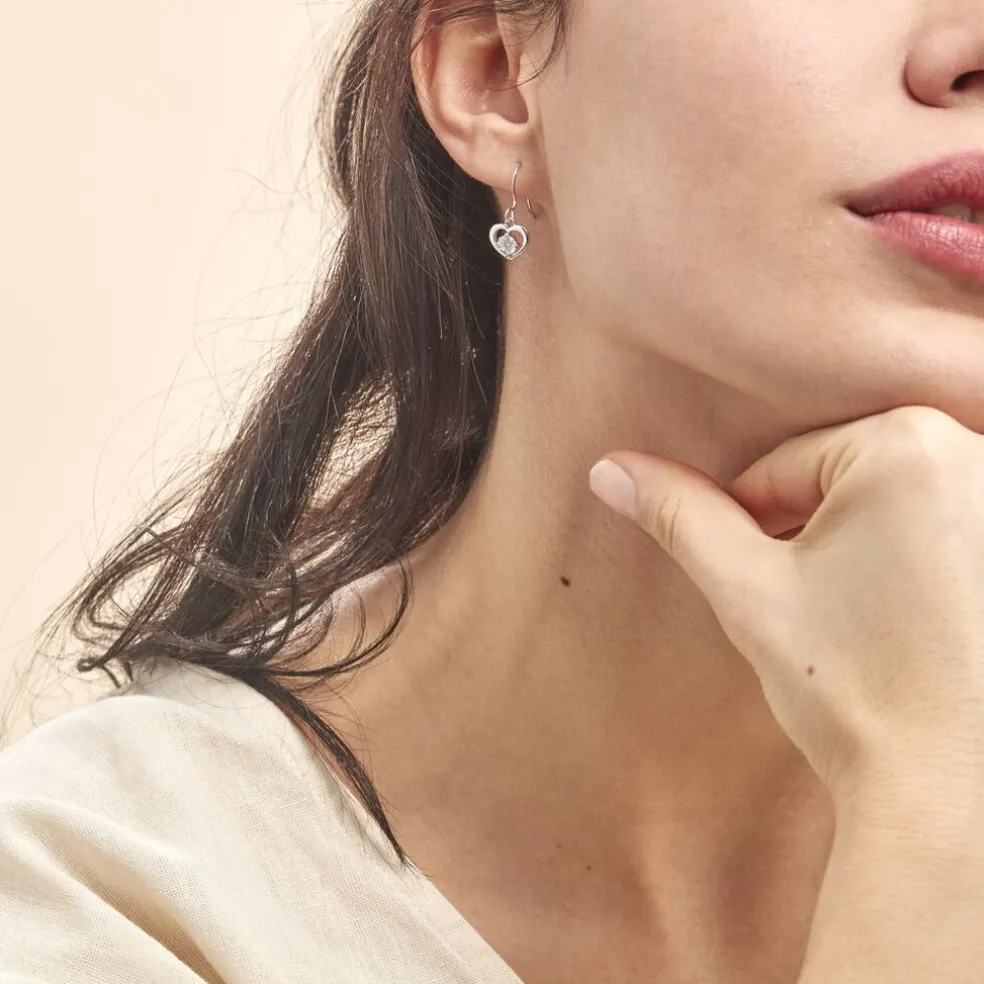 Boucles D'oreilles Pendantes Nalan Argent Blanc Oxyde De Zirconium