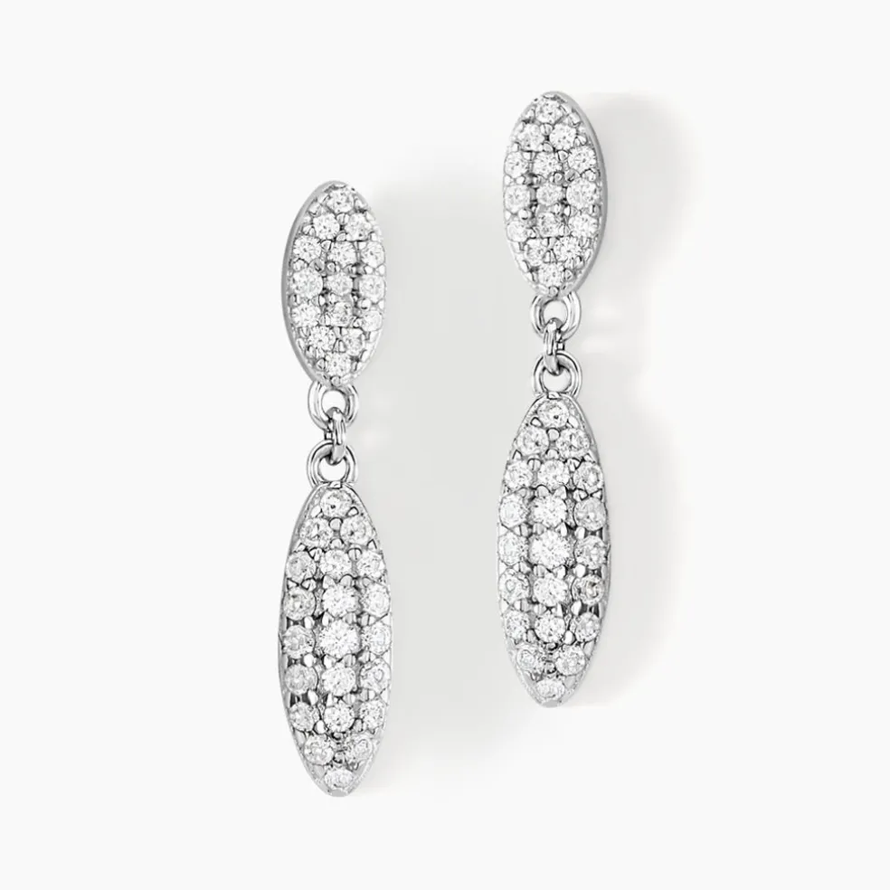 Boucles D'oreilles Pendantes Tiwa Argent Blanc Oxyde De Zirconium