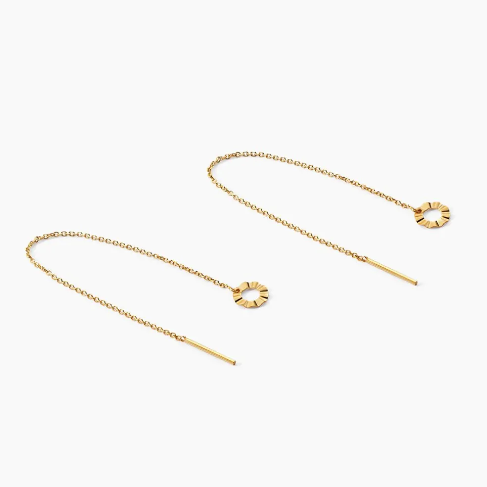Boucles D'oreilles Pendantes Eclats Solaires Or Jaune