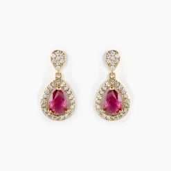 Boucles D'oreilles Pendantes Brigita Plaqué Or Pierre Et Oxyde