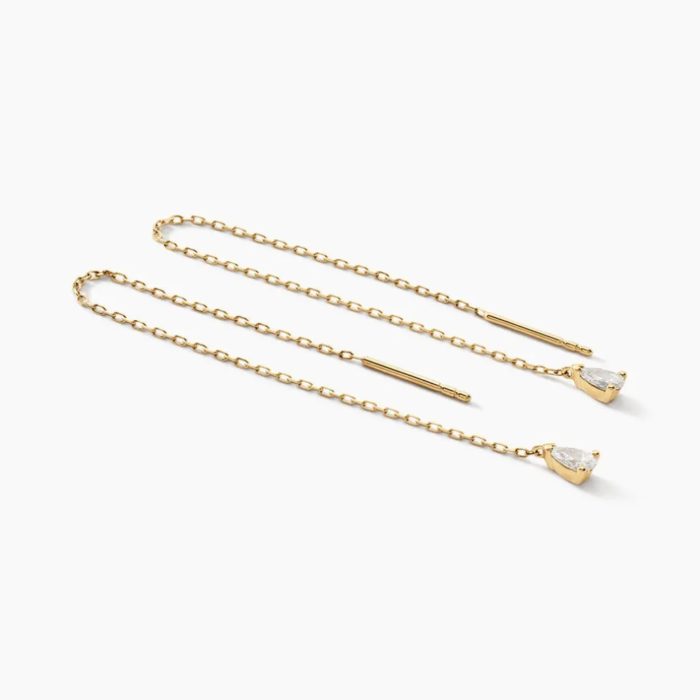 Boucles D'oreilles Pendantes Kirstin Or Jaune Diamant Synthétique