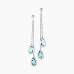 Boucles D'oreilles Pendantes Carlyn Or Blanc Topaze