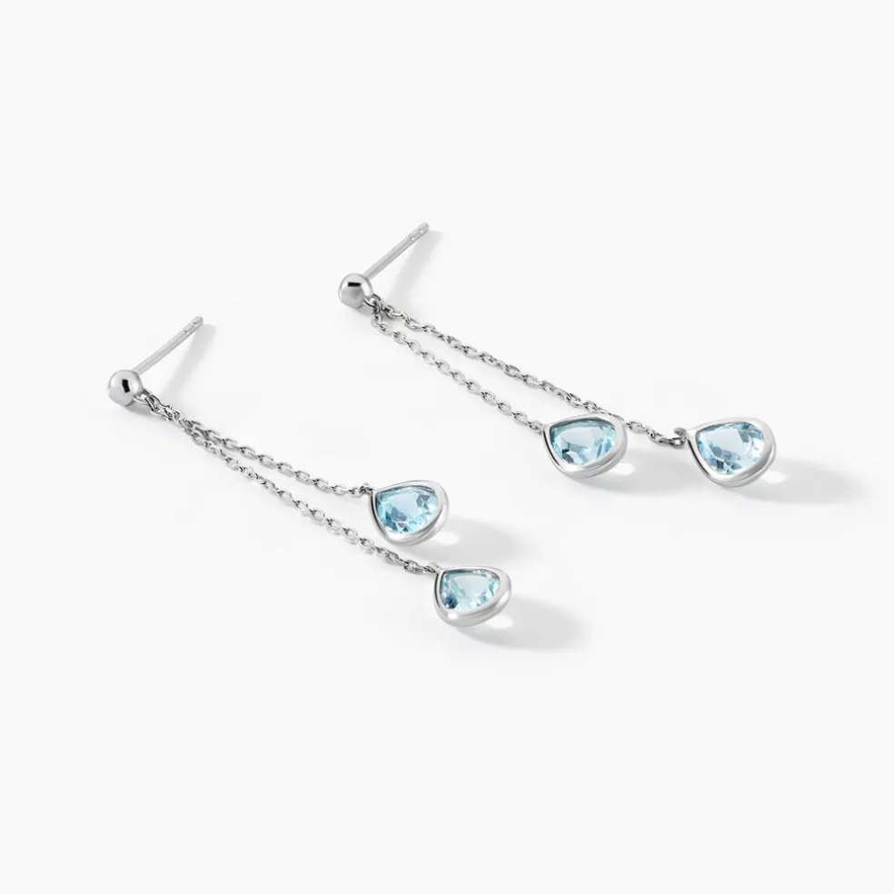 Boucles D'oreilles Pendantes Carlyn Or Blanc Topaze