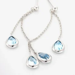 Boucles D'oreilles Pendantes Carlyn Or Blanc Topaze