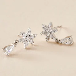 Boucles D'oreilles Pendantes Linas Argent Blanc Oxyde De Zirconium