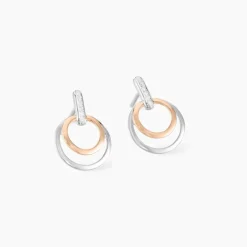 Boucles D'oreilles Pendantes Eloisia Or Bicolore Diamant