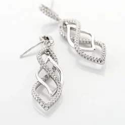 Boucles D'oreilles Pendantes Malika Argent Blanc Oxyde De Zirconium