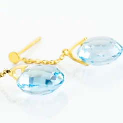 Boucles D'oreilles Pendantes Ludmille Or Jaune Topaze