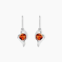 Boucles D'oreilles Pendantes Hilarionne Argent Blanc Ambre