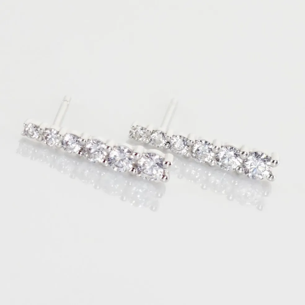 Boucles D'oreilles Pendantes Georas Or Blanc Oxyde