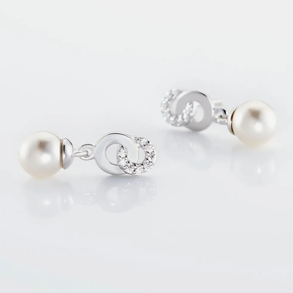 Boucles D'oreilles Pendantes Anilie Argent Blanc Perle D'imitation