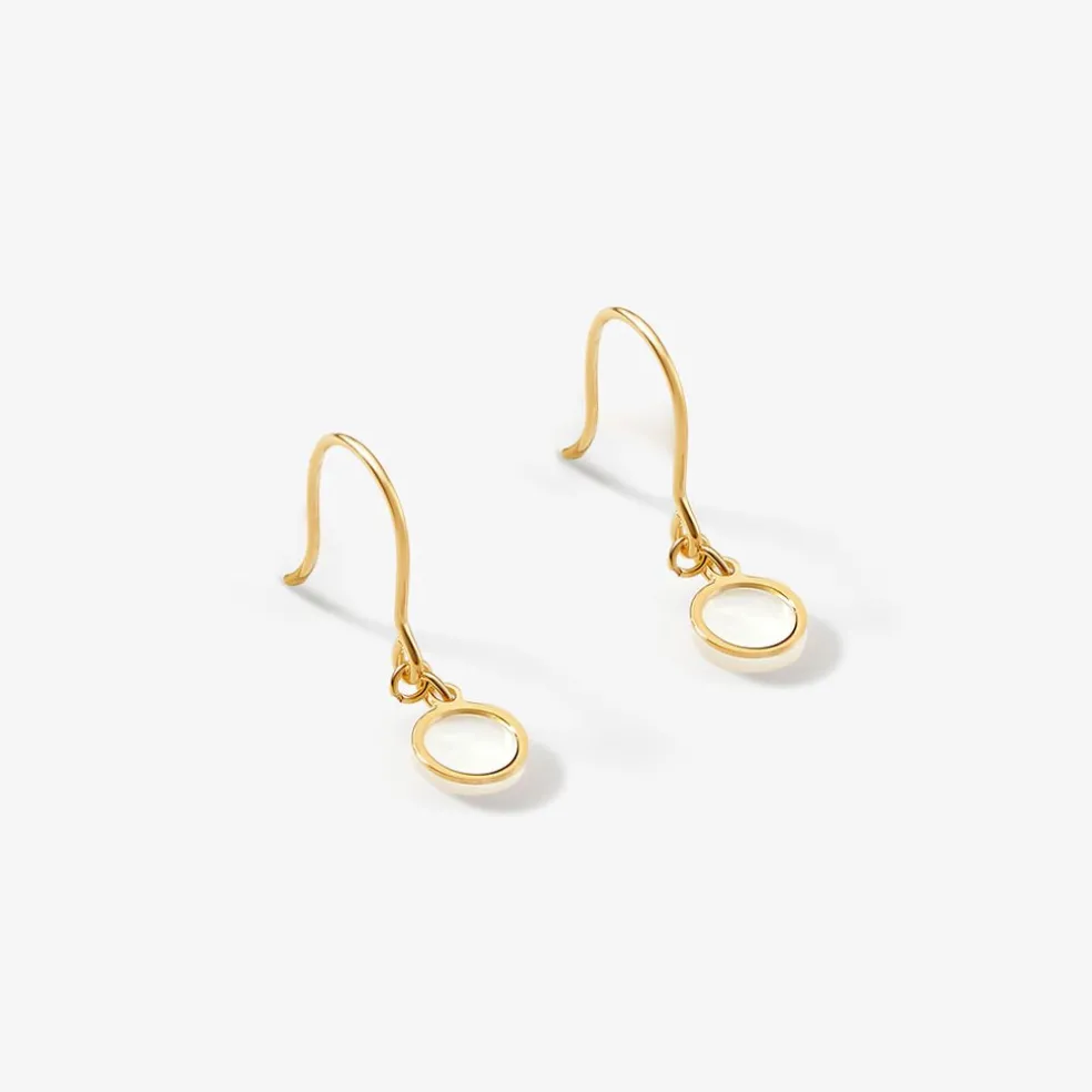 Boucles D'oreilles Pendantes Naïade Or Jaune Nacre