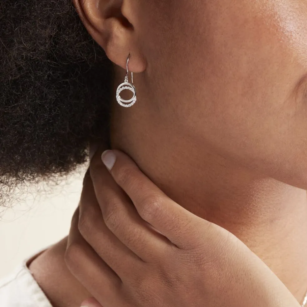 Boucles D'oreilles Pendantes Circus Argent Blanc Oxyde De Zirconium