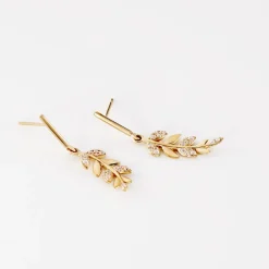 Boucles D'oreilles Pendantes Or Jaune Nahia Oxydes De Zirconium