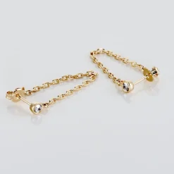 Boucles D'oreilles Pendantes Plaqué Or Lienard Oxydes De Zirconium