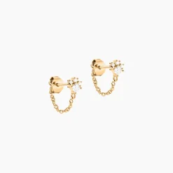 Boucles D'oreilles Pendantes Lanna Plaqué Or Jaune Oxyde De Zirconium
