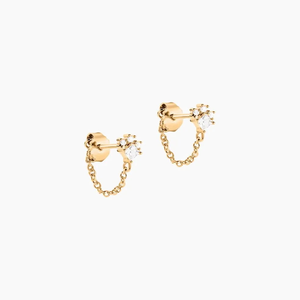 Boucles D'oreilles Pendantes Lanna Plaqué Or Jaune Oxyde De Zirconium