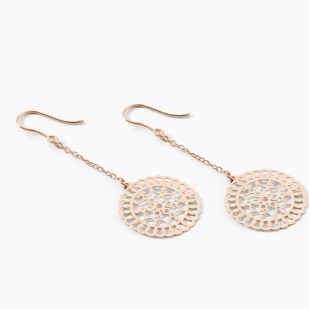 Boucles D'oreilles Pendantes Rotonda Argent Rose
