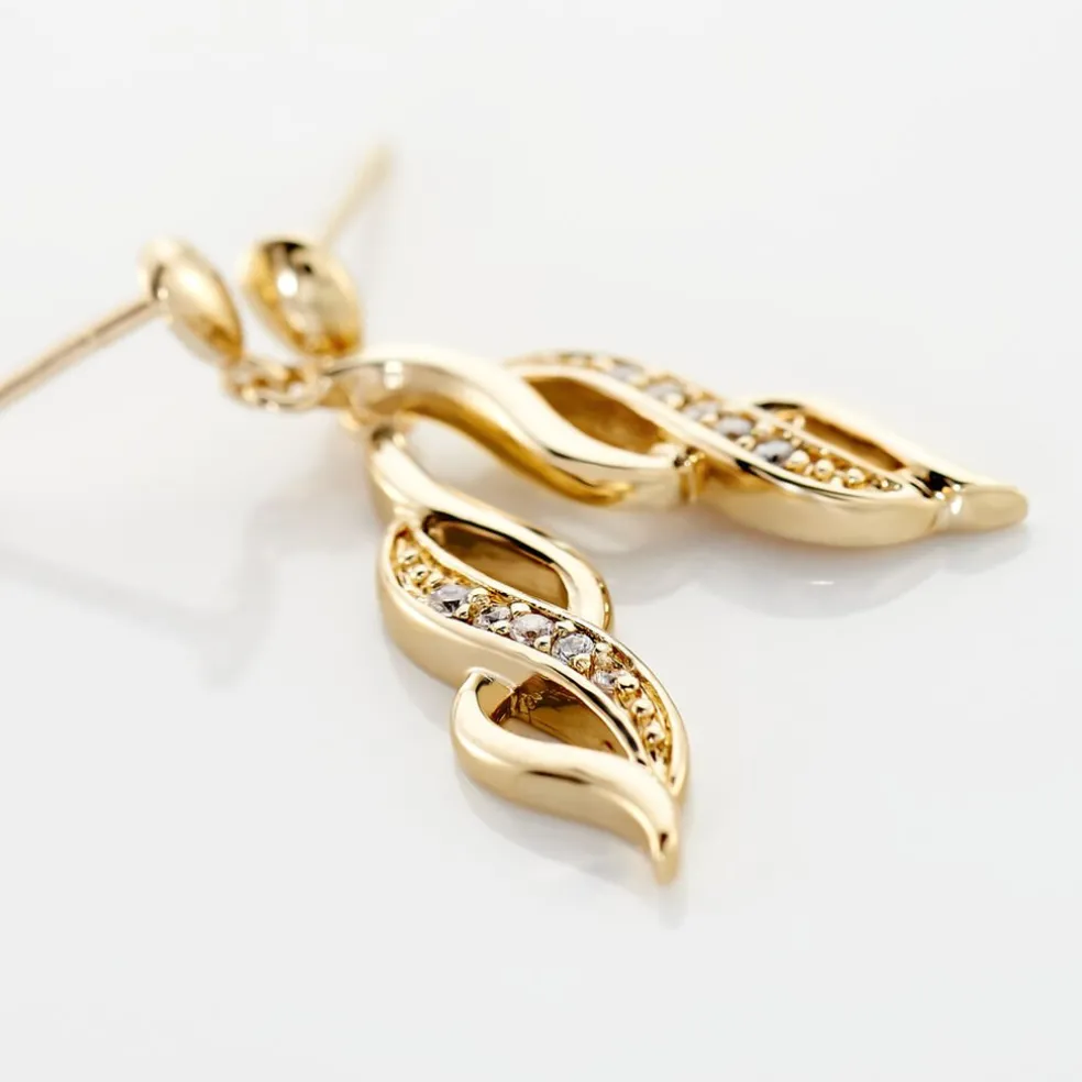 Boucles D'oreilles Pendantes Ishaae Plaqué Or Jaune Oxyde De Zirconium