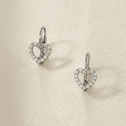 Boucles D'oreilles Pendantes Elisene Argent Blanc Oxyde De Zirconium