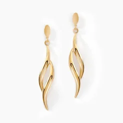 Boucles D'oreilles Pendantes Merone Vagues Or Jaune