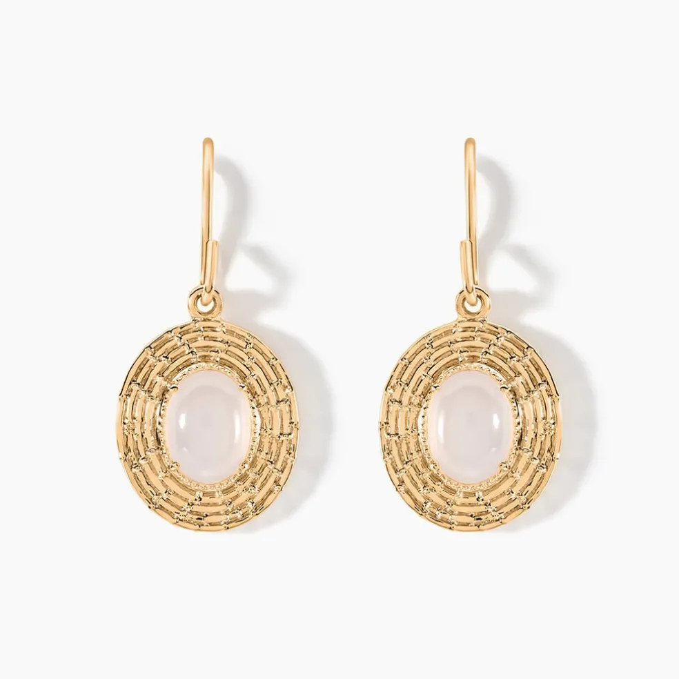Boucles D'oreilles Pendantes Linna Plaqué Or Jaune Pierre De Lune