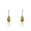 Boucles D'oreilles Pendantes Argent Blanc Melusine Ambre