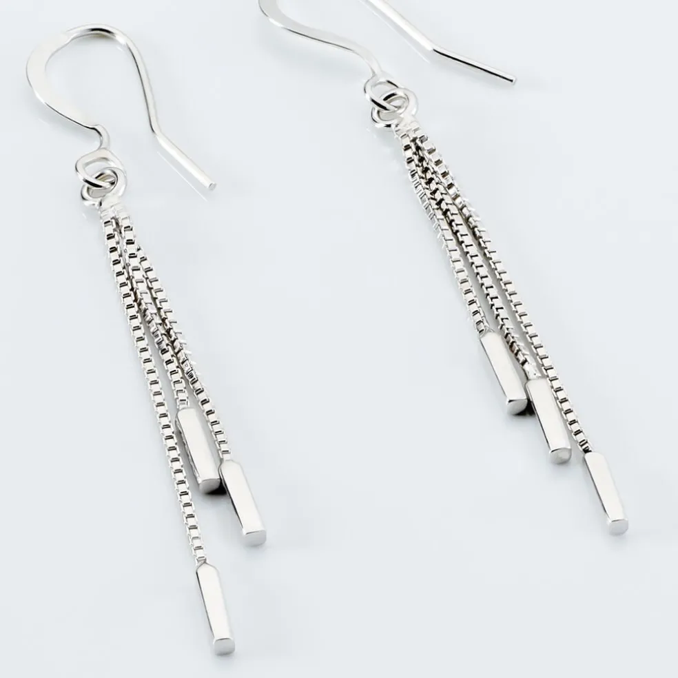 Boucles D'oreilles Pendantes Ginevra Argent Blanc