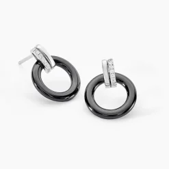 Boucles D'oreilles Pendantes Bertillianne Argent  Céramique Et Oxyde