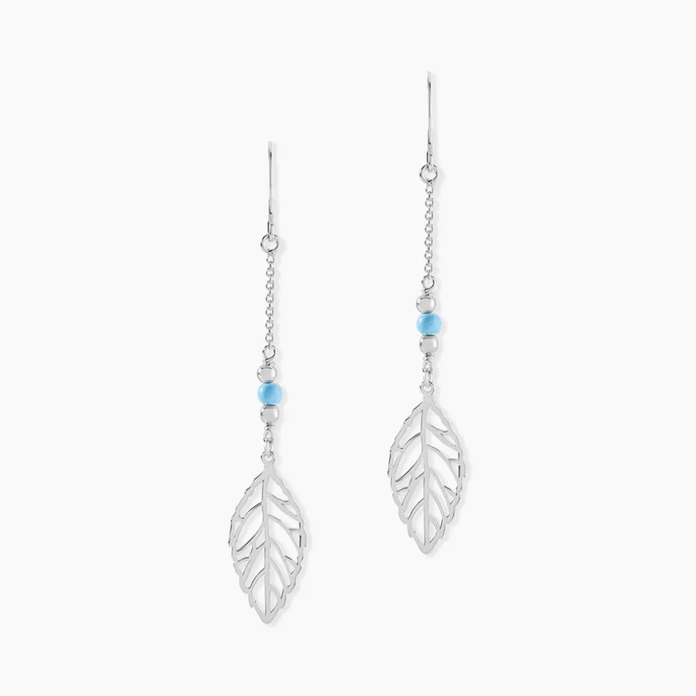 Boucles D'oreilles Pendantes Grethel Argent Blanc Turquoise