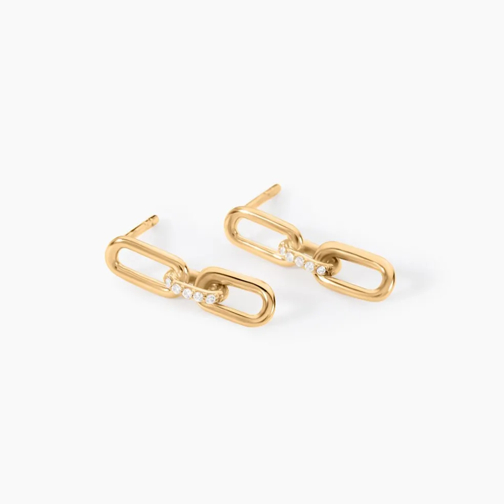 Boucles D'Oreilles Pendantes Lueur Plaqué Or Jaune Oxyde De Zirconium