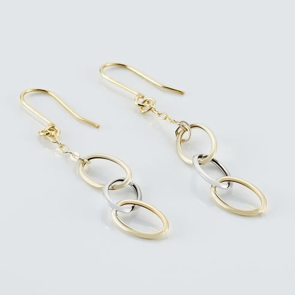 Boucles D'oreilles Pendantes Lucette Or Bicolore