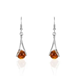 Boucles D'oreilles Pendantes Argent Blanc Simona Ambre