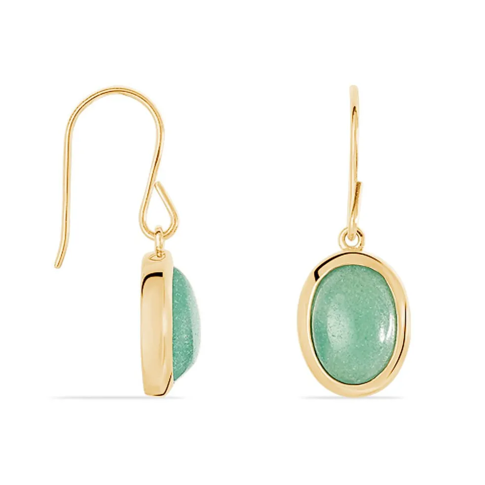 Boucles D'oreilles Pendantes Veina Plaqué Or Jaune Aventurine